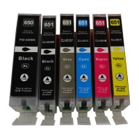PGI-650XL CLI-651XL Compatible Inkjet Set 6 Cartridges [Boxed Set included Gray]